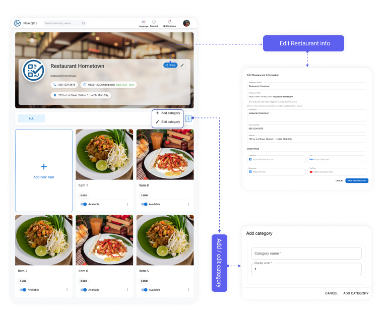 Tạo menu nhà hàng